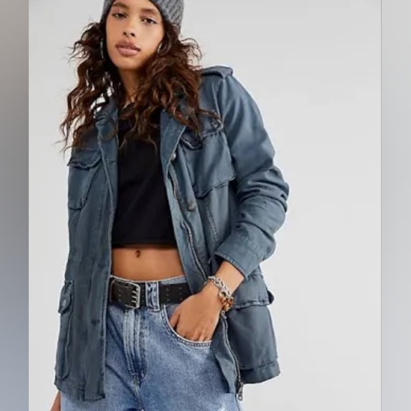 Free People Jackets & Blazers - Free People Not Your Brother's Surplus Jacket, Blue Deep Sea, Medium